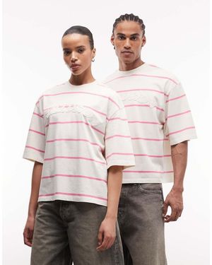 Collusion Unisex Oversized Stripe Logo T-shirt - Pink