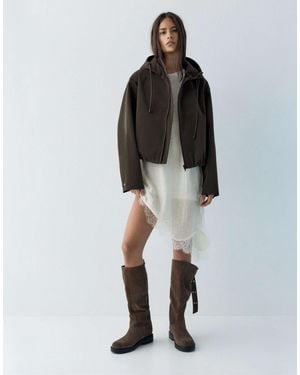 Pull&Bear – kurze regenjacke - Schwarz