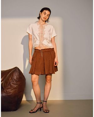 TOPSHOP Cotton Flippy Mini Skirt With Godets - White