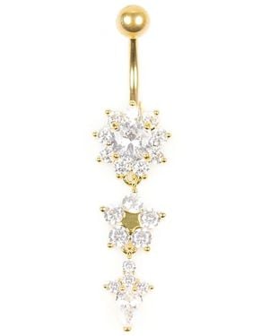 Lovisa Plated Titanium Floral Belly Bar - White