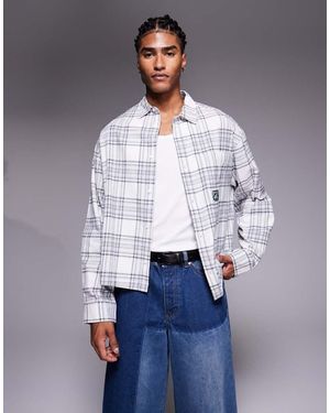 ASOS Boxy Oversized Flannel Check Shirt - Blue