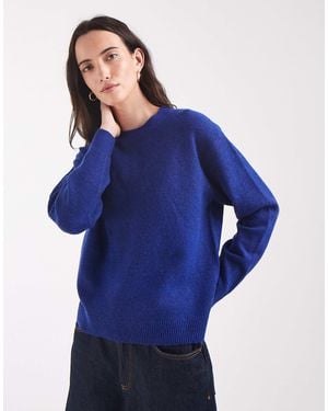 Pieces Oversize-strickpullover mit langen ärmeln - Blau