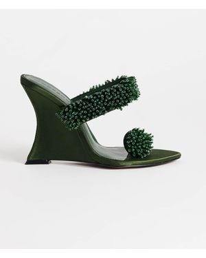 TOPSHOP Nico Wedge Mules With Embellishment - Green