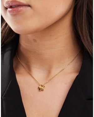 ASOS Waterproof Stainless Steel Chain Necklace With Mini Star Pendant - Natural