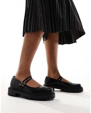 Truffle Collection Zapatos Negros Estilo Merceditas Con Suela Gruesa Y Doble Tira De