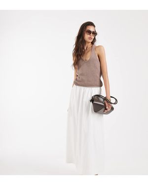 Vero Moda Volle Midi Rok Met Elastische Taille - Wit