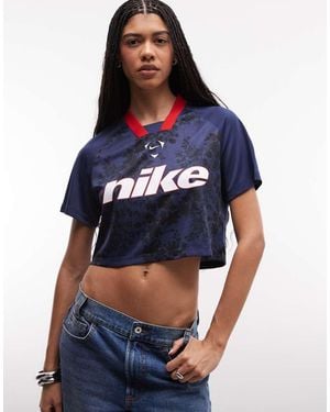 Nike Cropped Lace Effect Football Top - Blue