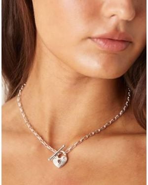 ASOS Short Necklace With Heart T-Bar Detail - Brown