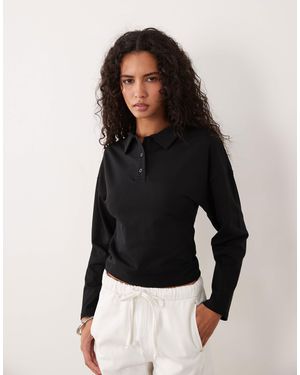 Cotton On Glattes langarm-polo - Schwarz