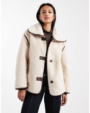 New Look – verstärkte jacke aus kunstpelz - Natur