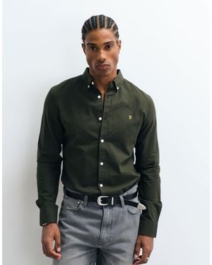 Farah Brewer Long Sleeve Logo Shirt - Green
