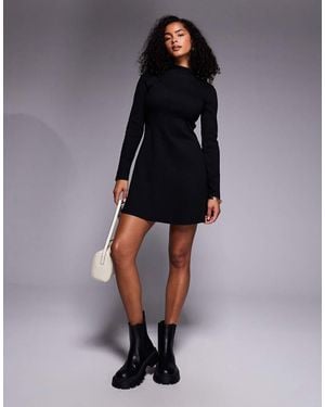 ASOS Grown On Neck Roll Neck Mini Dress - Black