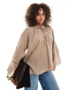Vero Moda – boho-oberteil - Natur