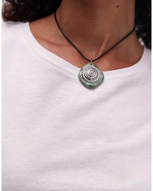 TOPSHOP Felix Cord Necklace With Textured Pendant - Multicolour