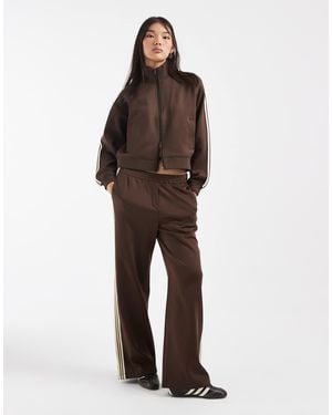JJXX Zip Up Jacket With Striped Detail - Brown