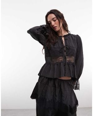 Daisy Street Blusa Bohémien Con Inserto - Nero