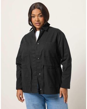 Yours Clothing Woven Carpenter Jacket - Black