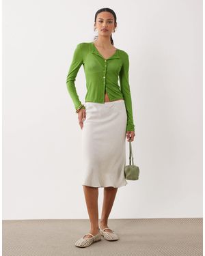 ASOS Linen Blend 90s Slip Skirt - Green