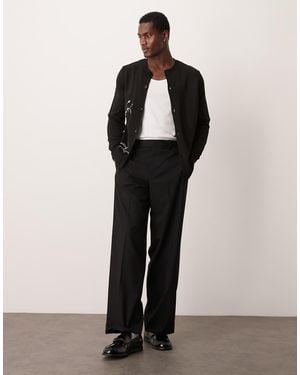 ASOS Wide Tuxedo Suit Trousers - Black