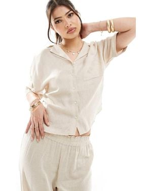 ONLY Linen Mix Oversized Shirt Co-ord - White