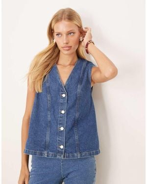 ASOS Chaleco Vaquero Extragrande Con Lavado Azul Añil De