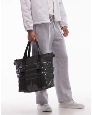 Rains Bolso Tote Pequeño Verde Metalizado Acolchado De - Gris