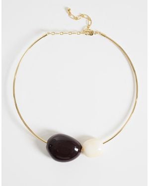 TOPSHOP Mila Choker Necklace With Cream And Chocolate Stones - Natural