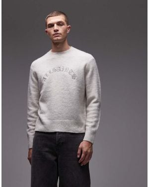 AllSaints Curv Logo Knit Jumper - Grey