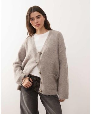 Noisy May Oversized Knitted Cardigan - Natural