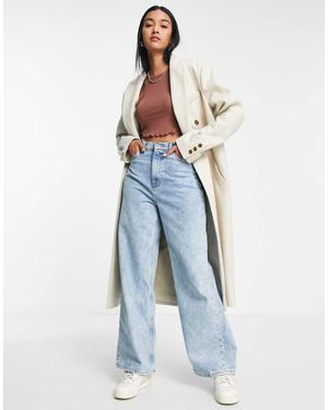 TOPSHOP Double Breasted Long Coat - Blue