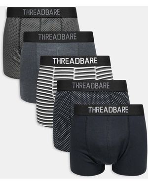 Threadbare – 5er-pack hipster-boxershorts mit verschiedenen mustern - Schwarz