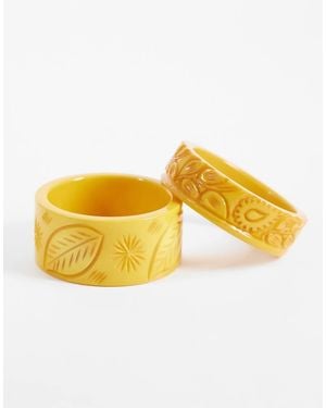 ASOS Confezione Da 2 Bracciali Rigidi Arancioni Con Dettagli Intagliati - Giallo