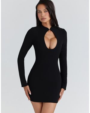 House Of Cb Lotus Crepe Keyhole Silhouette Mini Dress - Black