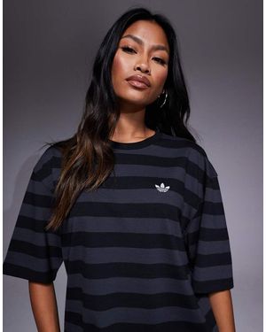 adidas Originals T-Shirt Nera A Righe - Blu