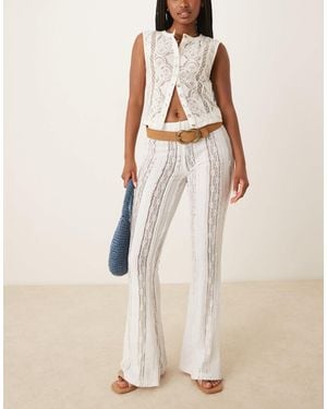 ASOS Extreme Flare Textured Straight Leg Trouser - Natural