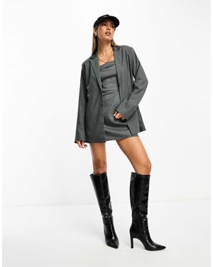 Lola May Pinstripe Blazer - Gray