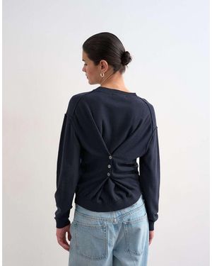 TOPSHOP Jersey Con Botones En La Espalda De Punto De - Azul