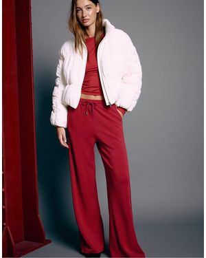 Stradivarius Soft-Touch Palazzo Trousers - Red