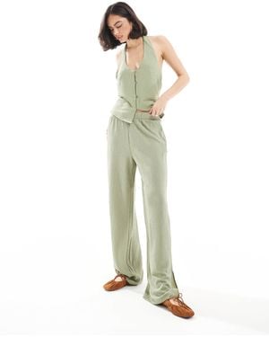 Vero Moda Textured Jersey Split Leg Trouser Co-Ord - Green