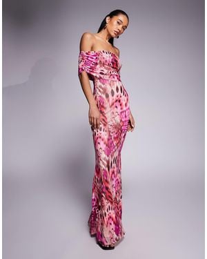 AFRM Bardot Mesh Maxi Dress - Pink