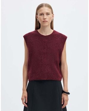 SELECTED Lulu Ribbed Crew Neck Stretch Knitted Vest - Red