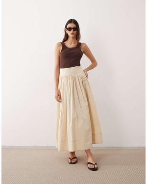ARRANGE Drop Waist Maxi Skirt With Topstitch Detail - Natural