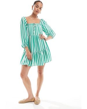 New Look Striped Smock Mini Dress - Green