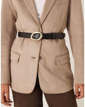 ASOS Waist And Hip Gold Bubble Angled Buckle Belt - Brown