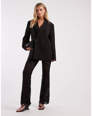 Only Petite Lace Flared Pants - Black