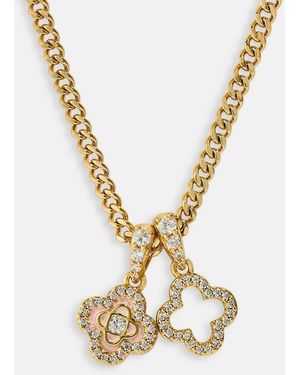 CERNUCCI Iced Double Enamel & Iced Motif Necklace - Metallic