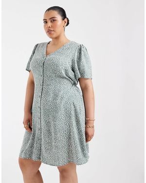Vero Moda Button Through Mini Skater Dress - Blue