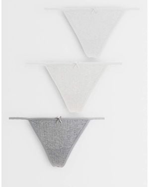 Cotton On Pack De 3 Tangas De Color Gris, Caramelo Y Blanco De Pointelle