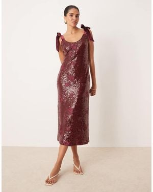 Pretty Lavish Bow Shoulder Embellished Midaxi Dress - Pink