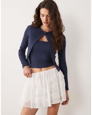 Miss Selfridge Lace Mix Ruffle Mini Shorts - Blue